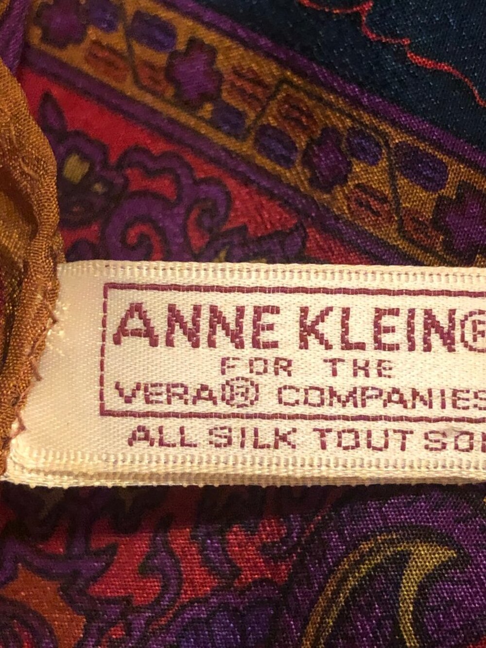 Vintage Anne Klein for Vera Companies Jewel Tone Silk Blend Scarf - Picture 10 of 14